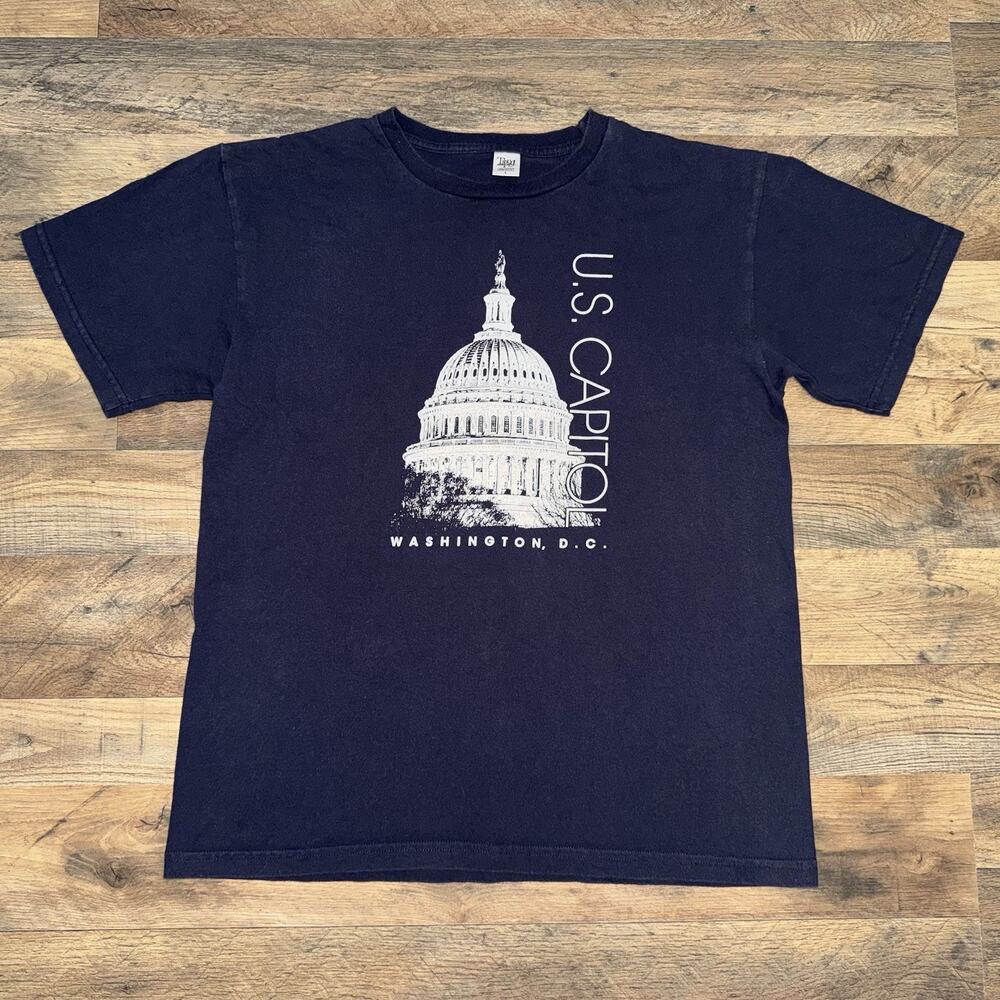 Tipsy US Capital Washington DC‎ TShirt Navy Blue Made In USA Size Large